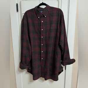 Ralph Lauren Red and Green Plaid Button-Down Shirt